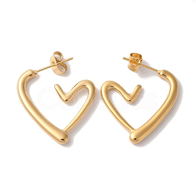 Heart Ion Plating(IP) 304 Stainless Steel Stud Earrings for Women EJEW-L287-027G-1