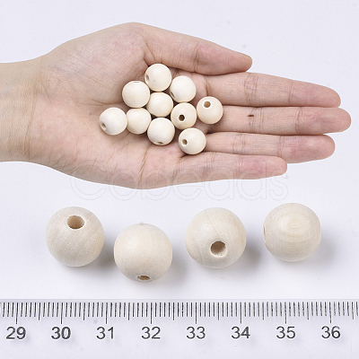 Natural Unfinished Wood Beads WOOD-S651-A14mm-LF-1