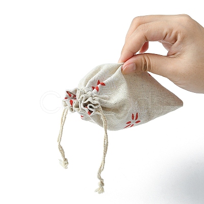 10Pcs 5 Styles Printed Polycotton(Polyester Cotton) Packing Pouches Drawstring Bags ABAG-YW0001-05-1