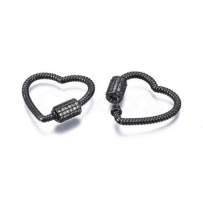 Brass Micro Pave Clear Cubic Zirconia Screw Carabiner Lock Charms ZIRC-T004-99B-1