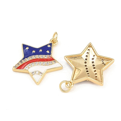 Independence Day Brass Micro Pave Clear Cubic Zirconia & Enamel Pendants CU-CBA5CB0-25G-1
