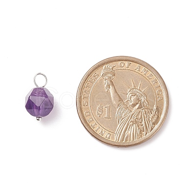 Faceted Natural Amethyst Pendants PALLOY-JF01694-03-1
