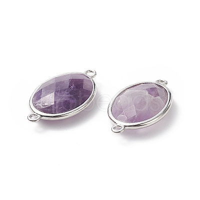 Platinum Tone Brass Amethyst Links connectors G-F339-B10-1