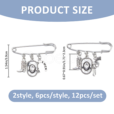 16Pcs 2 Style Cowboy Theme Stainless Steel Brooches JEWB-FH00043-1