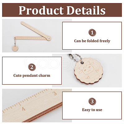 Wooden Knitted Stackable Wire Gauge Ruler Set HJEW-FG00010-1