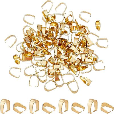 120Pcs 304 Stainless Steel Snap on Bails STAS-NB0001-37-1