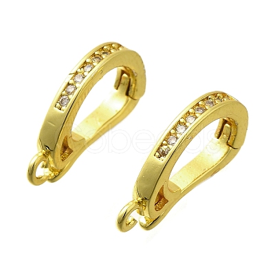 Brass Micro Pave Clear Cubic Zirconia Fold Over Clasps KK-M316-01G-1