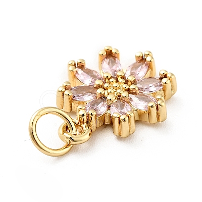 Rack Plating Brass Micro Pave Cubic Zirconia Charms X-ZIRC-F129-34B-G-1
