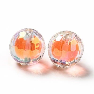 Two Tone UV Plating Rainbow Iridescent Acrylic Beads TACR-D010-03B-04-1