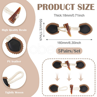 5 Pairs Resin Buttons BUTT-TA0001-48A-1
