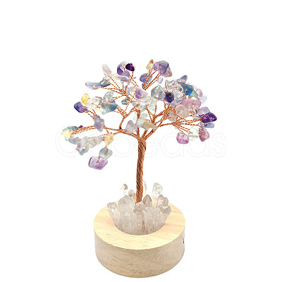 Natural Fluorite Chips Tree Night Light Lamp Decorations PW-WG63079-04-1