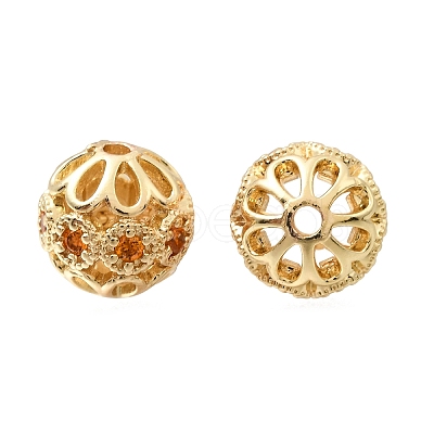 Brass Micro Pave Clear Cubic Zirconia Beads KK-C258-07LG-1