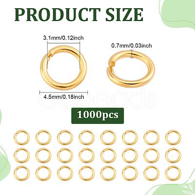 1000Pcs 304 Stainless Steel Open Jump Rings STAS-ME0003-53-1