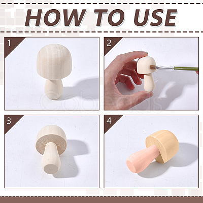 54Pcs 10 Styles Unfinished Wood Mushroom Ornaments DJEW-WR0001-14-1