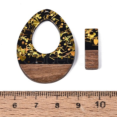 18Pcs 9 Styles Opaque Resin & Walnut Wood Pendants RESI-N053-03-1