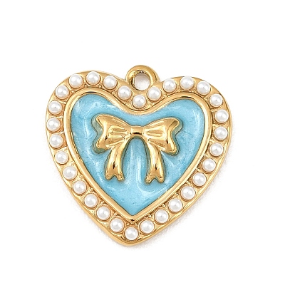 304 Stainless Steel Enamel Pendants STAS-P430-05G-01-1