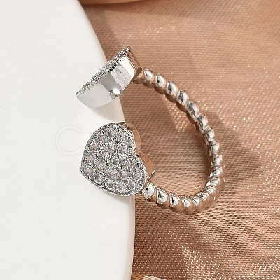 Brass Micro Pave Cubic Zirconia Cuff Open Rings RJEW-C163-03B-P-1