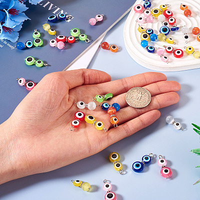 40Pcs 10 Styles Resin Evil Eye & Cat Eye Pendants FIND-TA0004-25-1