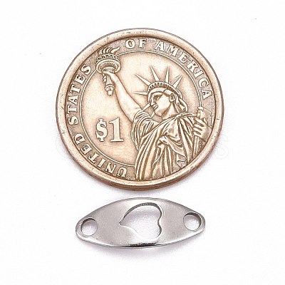 Tarnish Resistant Curved Oval with Heart 201 Stainless Steel Links connectors STAS-R071-26-1