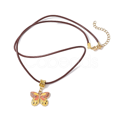 Alloy Enamel Butterfly Pendant Necklaces NJEW-JN04580-1