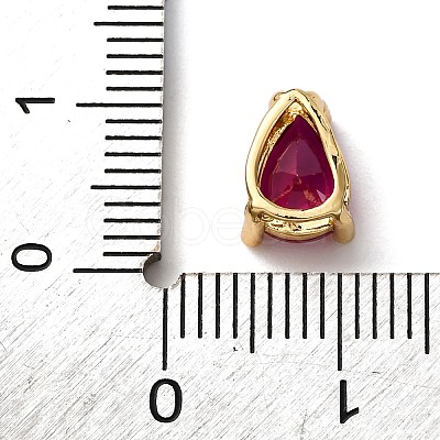 Teardrop Brass Micro Pave Cubic Zirconia Slide Charms KK-C119-16G-1
