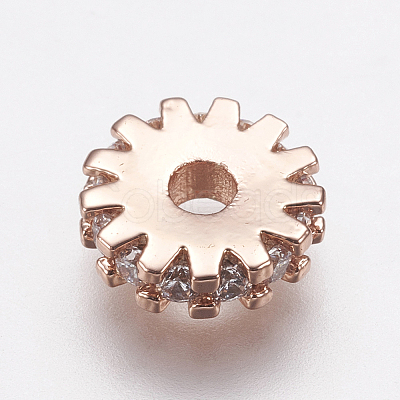 Brass Micro Pave Cubic Zirconia Bead Spacers LS-ZIRC-E143-21RG-1