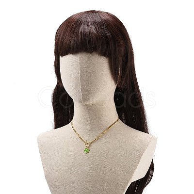 Alloy Enamel Clover Pendant Necklace with Brass Chains for Women NJEW-JN04087-1