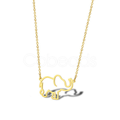 Cute Cartoon Animal 304 Stainless Steel Pendant Necklaces QV5065-14-1