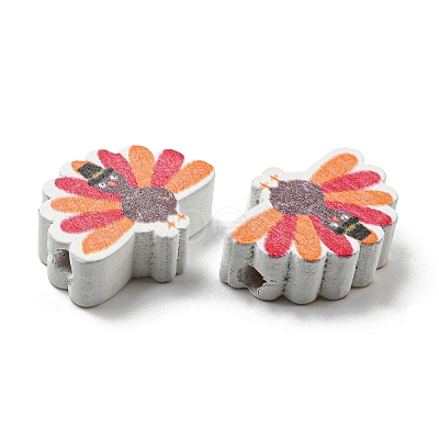 Painted Autumn Wood Beads WOOD-H105-03-1