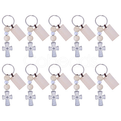 Wood & Alloy Enamel Pendants Baptism Keychin KEYC-CA00006-1