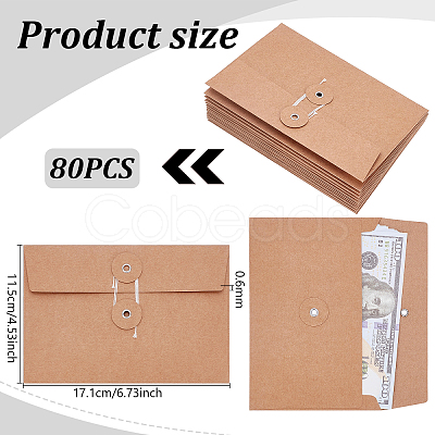 80Pcs Retro Buckle Blank Kraft Paper Envelopes DIY-WA0001-41-1
