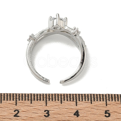 Brass Micro Pave Cubic Zirconia Cuff Open Rings for Women RJEW-C163-18P-1