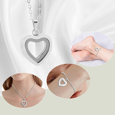 1Pc Stainless Steel Heart Pendant Urn Ashes Necklaces NJEW-CN0001-17P-1