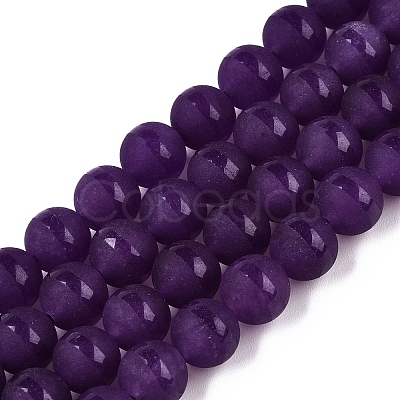 Frosted Natural White Jade Beads Strands G-T138-8mm-209F-1