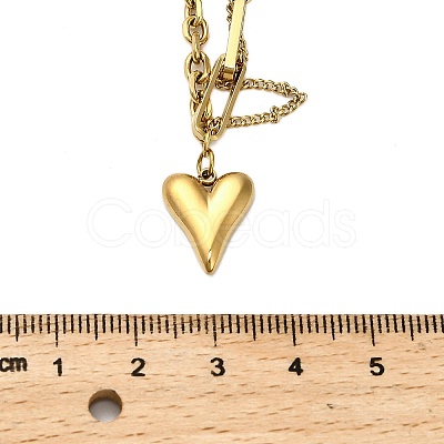 304 Stainless Steel Heart Pendant Necklaces for Women NJEW-Q028-05G-1
