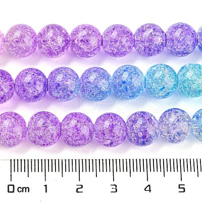 Spray Painted Crackle Glass Beads Strands DGLA-C002-8mm-07-1