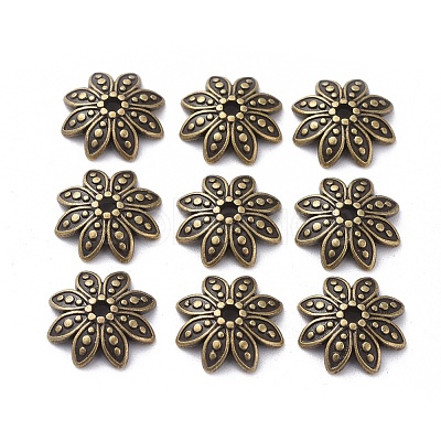 Tibetan Style Bead Caps TIBEB-LF1027YKG-AB-FF-1