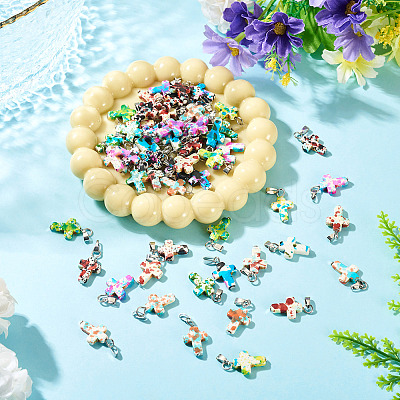 60Pcs 6 Colors Synthetic Turquoise Pendants PALLOY-TAC0289-1