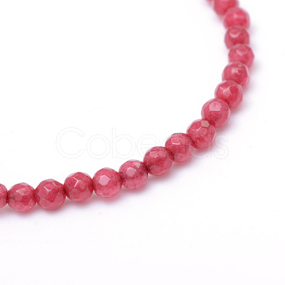 Faceted Round Dyed Natural White Jade Bead Strands X-G-R344-3mm-12-1