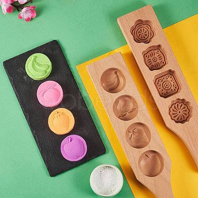 Flat Round Wooden Press Mooncake Molds BAKE-SZ0001-09-1