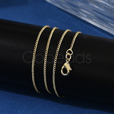 1mm Rack Plating Brass Curb Chain Necklaces for Women Men MAK-L044-26G-1