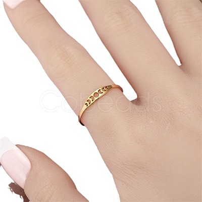 Hollow Moon Phase 304 Stainless Steel Finger Rings FS-WG454BE-05-1