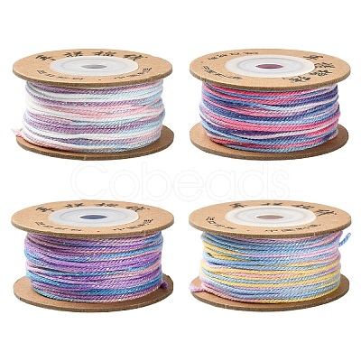 4 Rolls 4 Colors Segment Dyed Macrame Cotton Cord OCOR-YW0001-27B-1