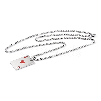 Poker 201 Stainless Steel Pendant Necklaces NJEW-F320-03P-01-1