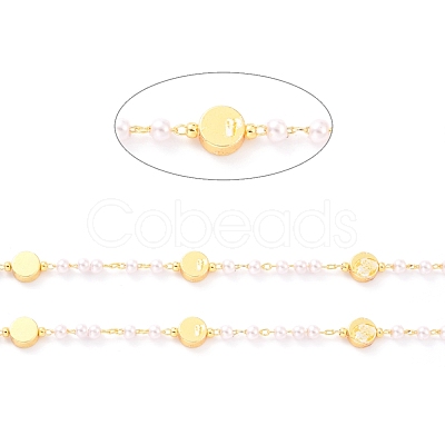 3.28 Feet Handmade CCB Plastic Imitation Pearl Beaded Chains X-CHC-I038-23G-1