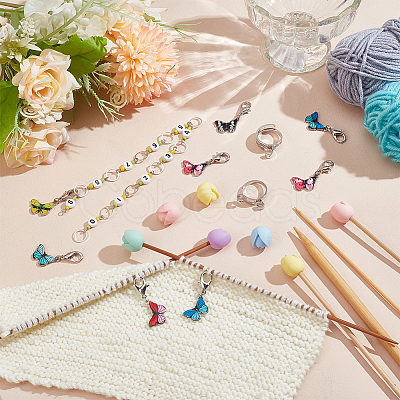 35Pcs Butterfly & Flower DIY Knitting Tool Sets HJEW-NB00055-1