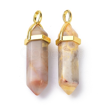 Natural Crazy Agate Pointed Pendants G-G025-01G-20-1