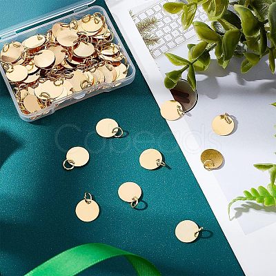 100Pcs Brass Stamping Blank Tag Charms KK-FH0002-60G-1
