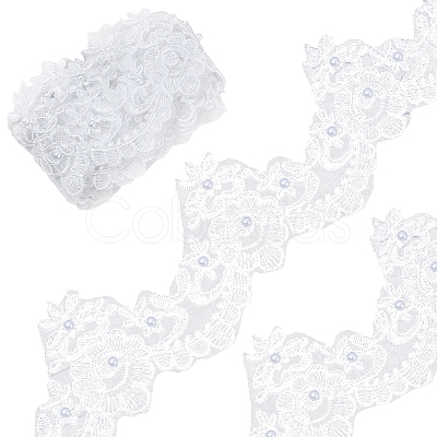 3 Yards Polyester Lace Ribbons SRIB-GF0001-59-1