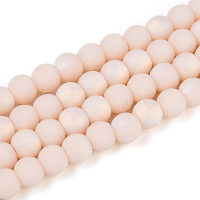 Frosted Opaque Glass Beads Strands GLAA-T032-P6mm-MBB09-1